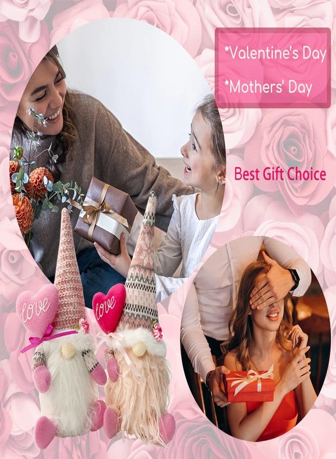 Wedfull Valentine's Day Decor Gnomes Elf Plush Dolls, Mother's Day 2 Pack Pink Mr Mrs Scandinavian Tomte Elf Decorations 11.5inch Tall Stuffed Dwarf for Stores Home Table Decoration - Image 3